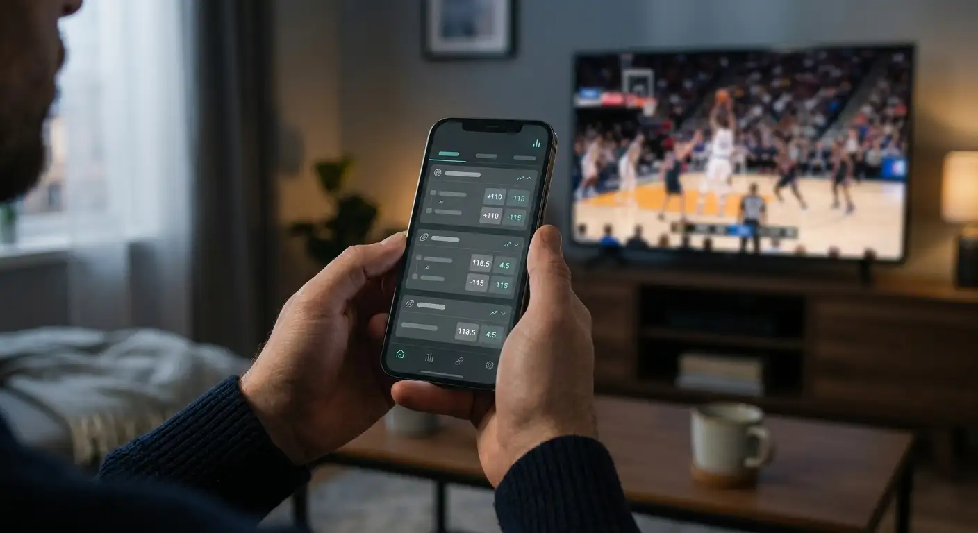 Mobilní aplikace pro live sázení během sledování basketbalového zápasu