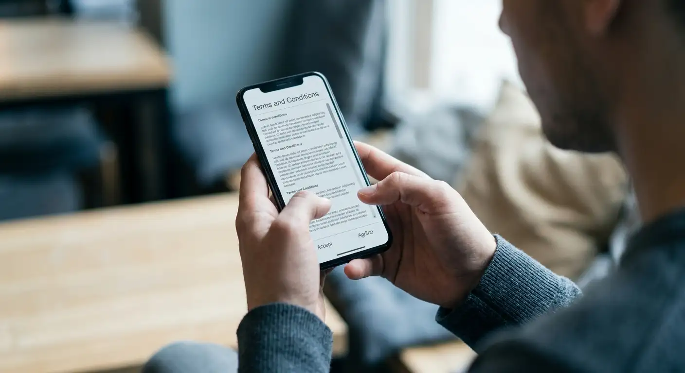 Čtení podmínek freebetu na mobilním telefonu